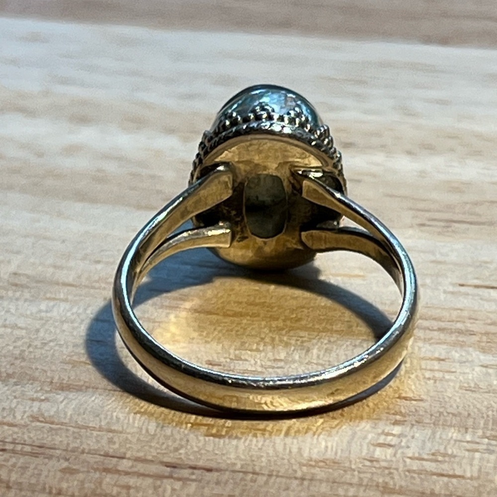 925 STERLING SILVER GEMSTONE RING LABRADORITE SIZE 7.25-7.5 - Picture 2 of 6